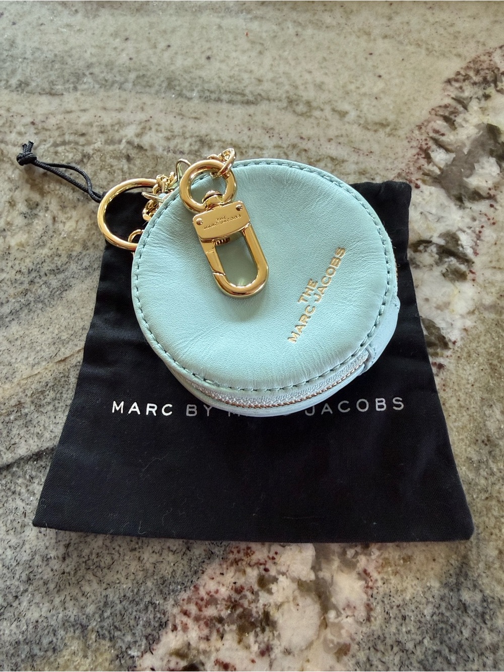 Marc Jacobs Round Leather Keychain Pouch in Mint NWT